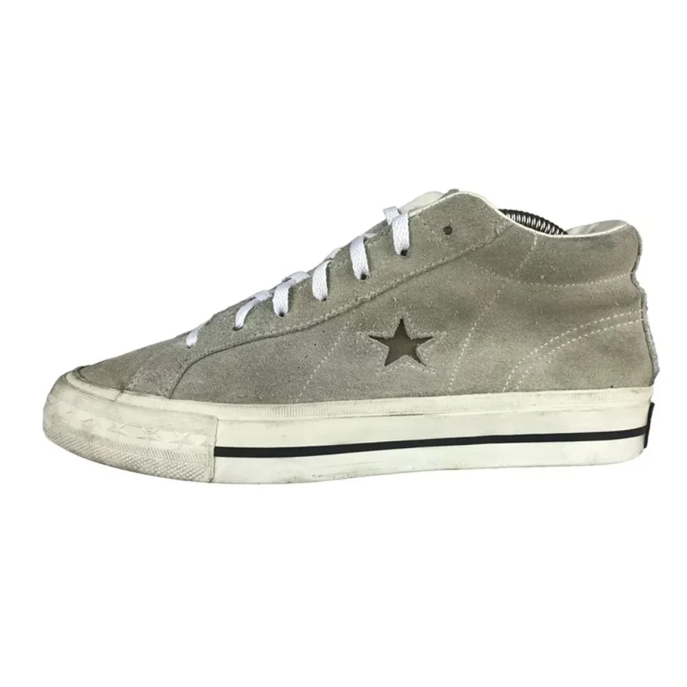 Converse Boys Gray All Star Lace Up Mid Top Sneakers Shoes Size US‎ 5.5